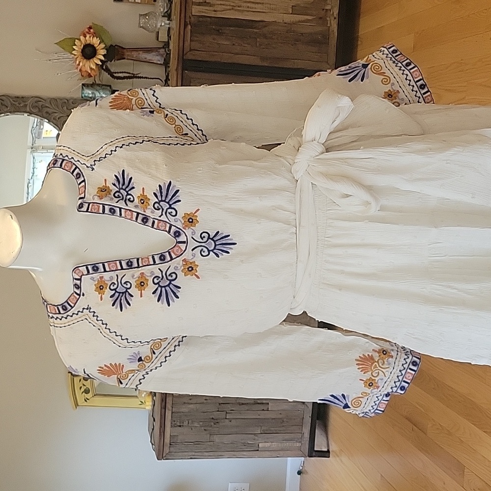 Anthropologie V- Neck Embroidered Dress - Picture 3 of 16